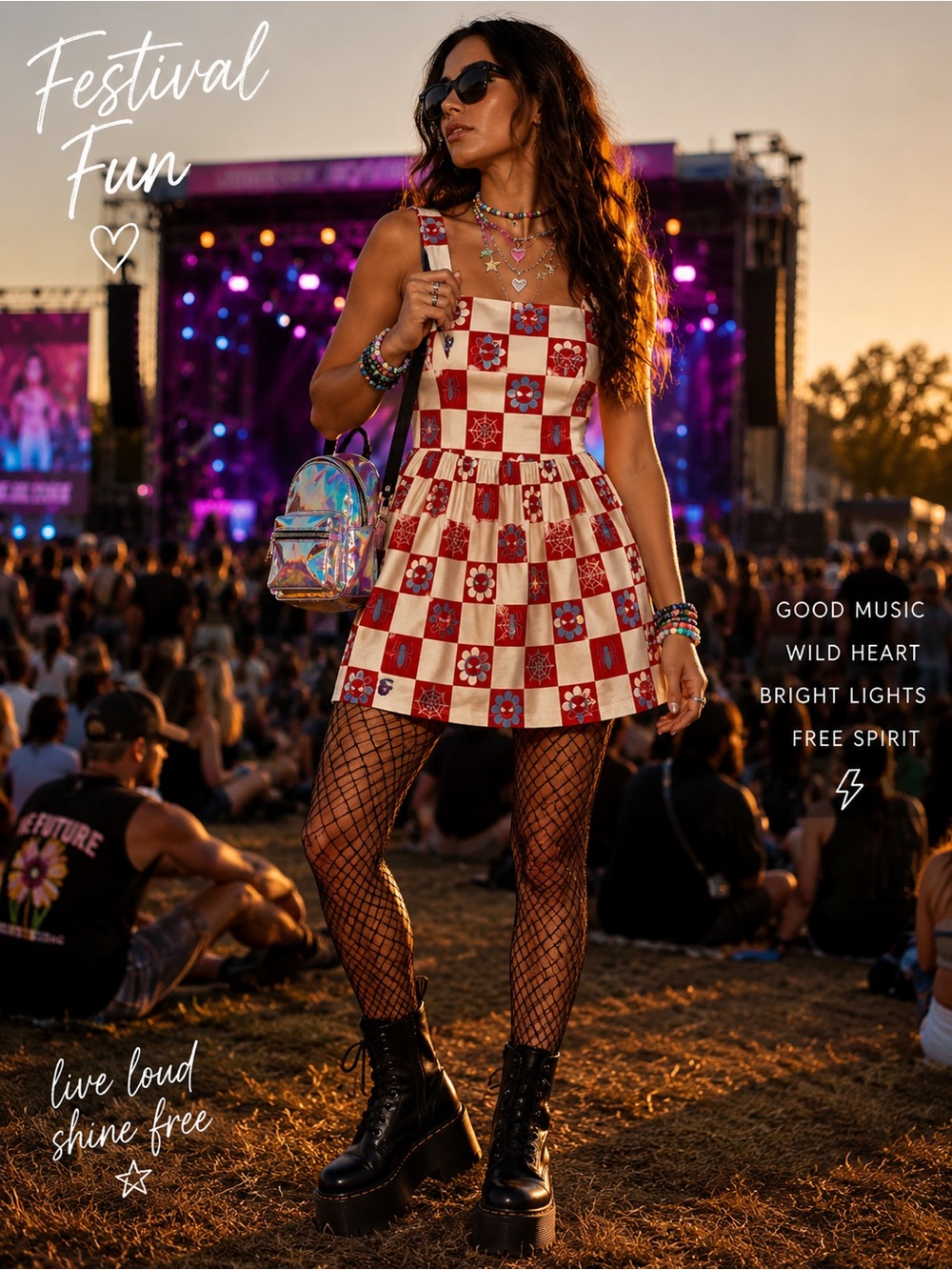 Marvel Red and Cream Checkerboard Spider-Web Mini Dress - Picture 5 of 14